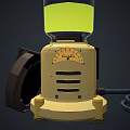 Retro Electric Apparatus With Transparent Glass Container Yellow Liquid Metal Base And Power Cord