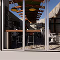 Modern Beauty Hair Salon Interior With Wooden Ceiling Metal Frames And Concrete Walls