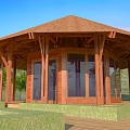 Unique Vase Shaped Wooden House With Wooden Structure Green Trees And People Outside