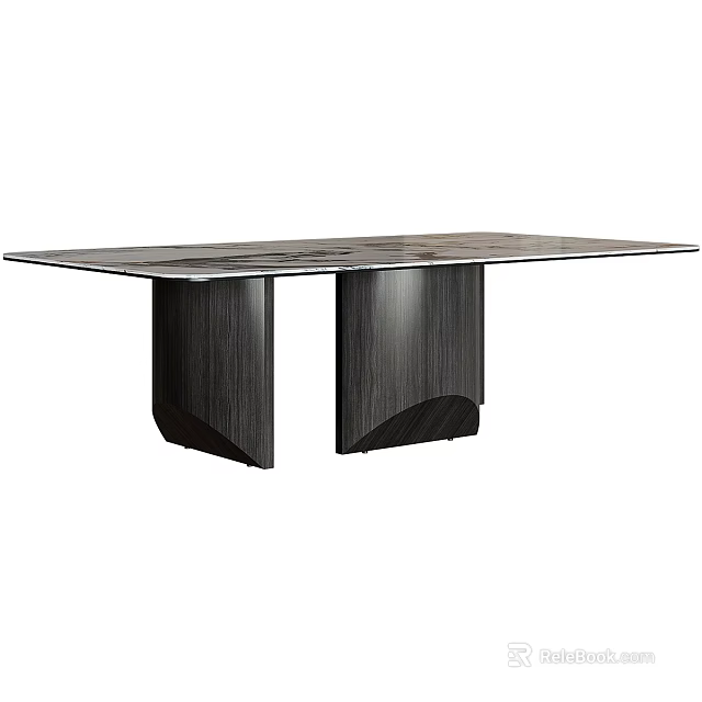 Modern Functional Table With Elegant Sleek Surface And Dark Wooden Legs Design 3d model