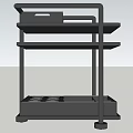 Modern Black Metal Frame Sidetable With Three Tiers Drawer Circular Holders And Compartments
