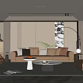Modern Living Room Interior With Beige Sofa Coffee Table And Decorative Painting
