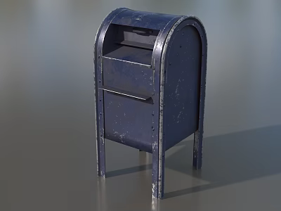 Public Facility Blue Metal Mailbox with Curved Top and Legs Design 3d model