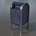 Public Facility Blue Metal Mailbox with Curved Top and Legs Design