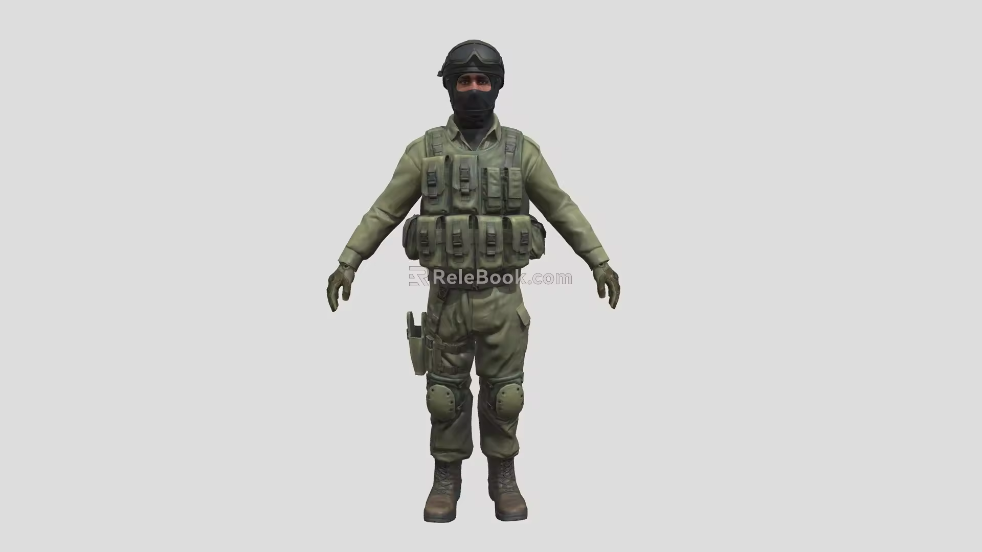 Field Army Soldier Character Man Armed Warrior Mercenary Army 3d model