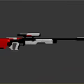 Modern Sniper Rifle With Red White Black Color Scheme Scope And Long Barrel