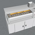 Modern Stainless Steel Kitchen Grill Appliance With Long Grill Surface And Cabinet Doors