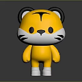 Cute Cartoon Tiger Character With Yellow Body Black Stripes White Face And Black Ears