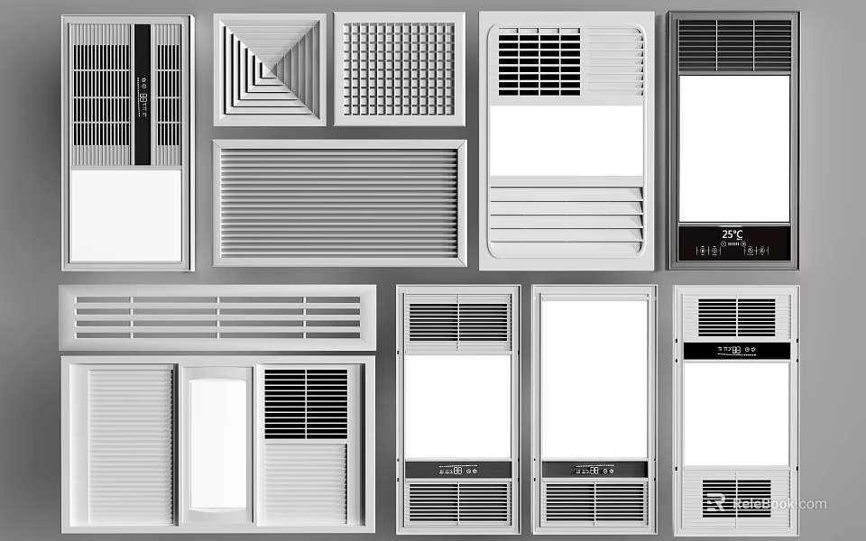 Various Ceiling Light Designs Featuring Grid Patterns And Panel Styles For Home Interior 3d model 