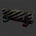 Metal Traffic Barrier With Black White Stripes Red Bolts And Base Supports