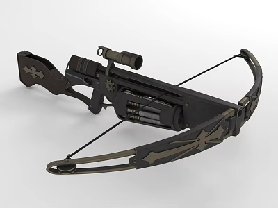 Modern Tactical Crossbow Weapon With Telescopic Sight And Decorative Design Elements 3d model