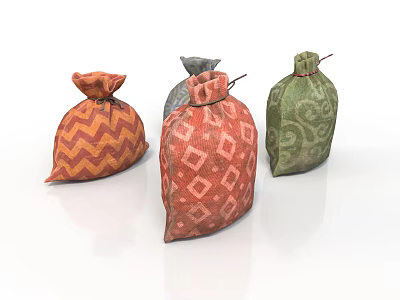 Colorful Cloth Storage Bags With Zigzag And Diamond Patterns For Home Use 3d model
