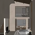 Spacious Modern Hotel Guest Room With Wooden Ceiling Staircase Louvered Windows And Natural Light
