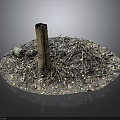 Natural Wooden Pillar With Stone Fragments And Small Particles On Circular Base