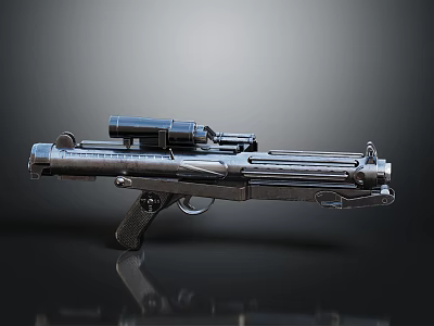 Futuristic Gun With Mounted Scope Metallic Body Detailed Design And Ergonomic Grip 3d model