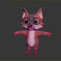 Cute Cartoon Fox Character With Colorful Fur Big Green Eyes And Open Arms