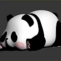 Cute Adorable Cartoon Panda Character in Lying Pose with Pink Paws for Game or Movie