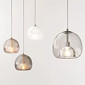 Modern Glass Spherical Pendant Lights Hanging in White Background with Illuminated Design