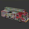 Red And Silver Toy Fire Truck Model With Ladder And Detailed Design