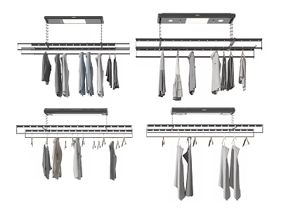 Hanging Clothes Hangers with Metal Rods and Hanging Shirts Pants for Wardrobe Organization 3d model