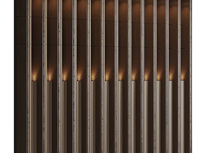 Modern Elegant Background Wall Design With Vertical Slats And Accent Lighting 3d model