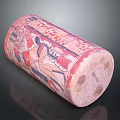 Cylindrical Stone Sculpture Carving With Colorful Decorative Patterns And Figures