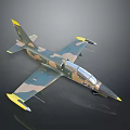 Military Aircraft Model With Camouflage Paint Yellow Wing Tips And Cockpit