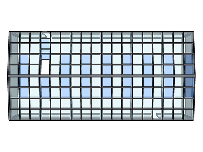 Rectangular Metal Grille With Grid Design And Blue Background Panels 3d model