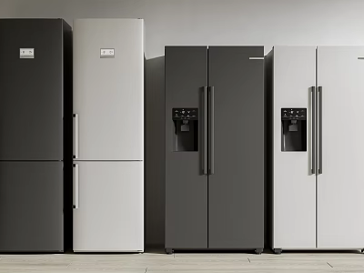 Modern Refrigerators And Freezers In Black White Gray With Double Door Design For Home Use 3d model