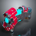 Futuristic Sci Fi Weapon With Red And Blue Glowing Mechanical Armor Structure 3d model