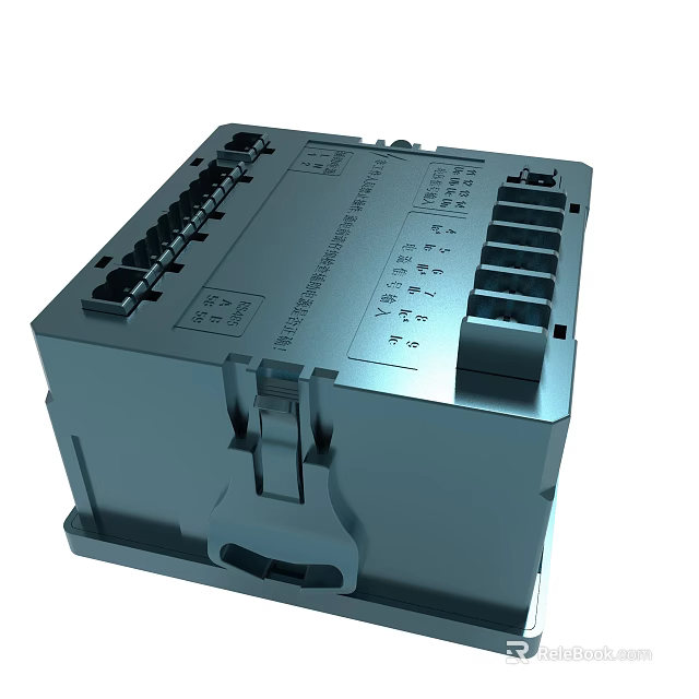 Gray Industrial Electronic Module Featuring Multiple Interface Slots And Connectors 3d model 