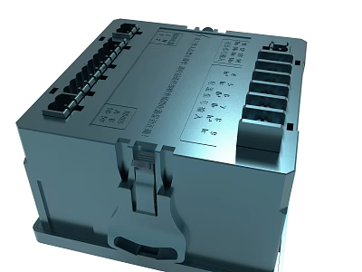 Gray Industrial Electronic Module Featuring Multiple Interface Slots And Connectors 3d model