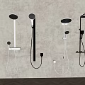 Modern Wall Mounted Shower Heads With Various Designs And Handheld Sprayers 3d model