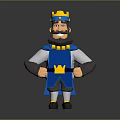 Game Movie Character Cartoon King With Crown Blue White Outfit Golden Badge Hands On Hips