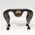 Modern Display Shelf With Unique Curved Legs And Round Decorative Panel 3d model