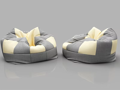 Gray And Cream Round Bean Bag Chair For Comfortable Living Room Seating 3d model