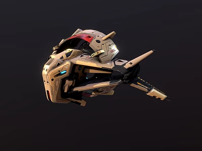 Futuristic Spaceship Design For Cosmic Exploration With Illuminated Features And Sleek Structure 3d model