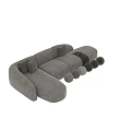 Comfortable Sectional Sofa With Soft Fabric Decorative Pillows Throw Blanket And Round Accent Balls