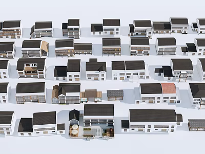 White House Models With Various Styles And Different Colored Roofs Densely Arranged 3d model