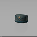 Green Hat With Brass Button Decorative Band And Metal Buckle Design