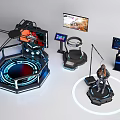 VR Gaming Equipment With Interactive Platforms Display Screens And Standing User 3d model