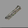 Natural Wood And Stone Decorative Piece With River Pattern And Green Blue Gray Tones