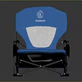 Blue Folding Leisure Chair With White Mesh Back Panel And Metal Frame