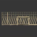 Wooden House Frame Model With Roof Trusses Floor Joists And Human Figure Scale