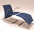 Modern Sleek Blue Chaise Lounge With Metal Frame And Ottoman