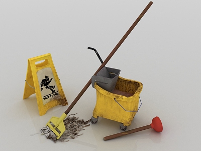 Modern mop cleaning tools 3d model