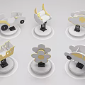 Building Blocks In White And Gold With Various Shapes For Kids Play