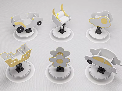Building Blocks In White And Gold With Various Shapes For Kids Play 3d model