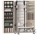 Sports Equipment Storage Organizer With Medicine Balls Dumbbells Yoga Rings Towels And Fitness Bench