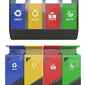 Public Waste Separation Bins In Different Colors For Recycling Collection 3d model